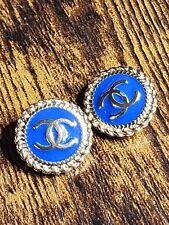 Designer Blue gold buttons 16 mm SET OF 2 pcs Will Combine Ship picture
