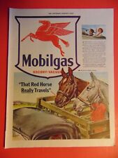1941 MOBILGAS Horses FLYING RED HORSE  vintage print ad picture