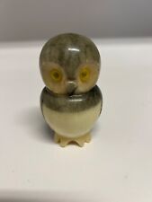 Alabaster Stone Owl Figurine Genuine  Stone Hand Carved Paperweight 4”Vintage picture