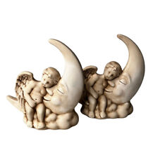 Vintage Pair of Angel Sitting On A Crescent Moon Cream Ceramic picture