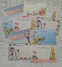 10 Vintage Christmas Easter Florist Cards Gift Tags Sowman Chicks Bunny Reindeer picture