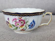 ANTIQUE 19c 1800s MEISSEN TEACUP HAND PAINTED ROSE FLORAL GERMANY CROSSED SWORDS picture