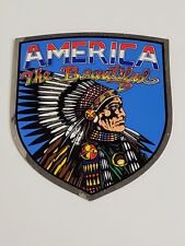 Vintage 1983-85 AMERICA THE BEAUTIFUL Foil Decal Sticker Native American Chief picture
