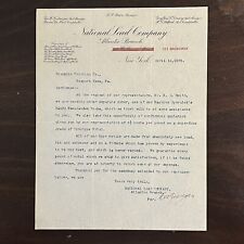 RARE 1909 NATIONAL LEAD COMPANY BROADWAY NY TYPED LETTER TO FRANKLIN PRINTING picture