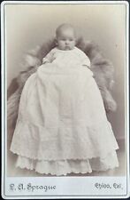 ~1891 CABINET CARD ADORABLE INFANT CHRISTENING(?) - CHICO, CA -L.A.Sprague Photo picture