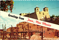 Greetings from Jaos, New Mexico Ranchos de Taos Church & Taos Pueblo Postcard picture
