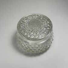 Vintage Clear Glass Hobnail Powder Dish With Lid Jar Trinket Vanity picture