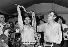 Vintage Creepy Snake Handling PHOTO Scary Serpents Religious Church Ritual Bite picture