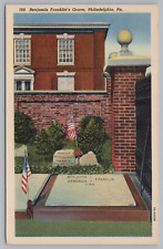 Postcard Benjamin Franklins Grave Christ Church Cemetery Philadelphia PA picture