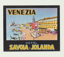 Vintage luggage label  Hotel Savoia & Jolanda Venezia Italy picture