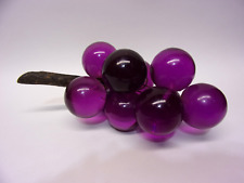 Vintage 1960's MCM LARGE Acrylic Lucite Purple Grapes Wood Stem picture