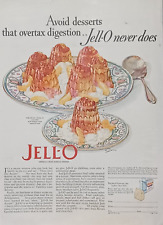 1927 Jell-O Vintage Print Ad 1920s Orange Gelatin Garnished Fruit Whipped Cream picture