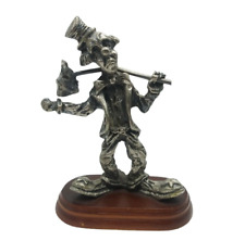 Pewter Hobo Clown Figurine Sculpture Wood Mounted Hitchhiker picture