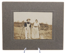 Antique 5x4 Cabinet Photograph Transgender Farmers Smoking Pipe picture