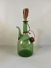 Handblown Green Glass Vintage Italian Wine Decanter With Ice Chamber 13