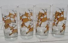 Vintage Libby Christmas Reindeer High Ball Drinking Glasses - Set of 4 picture