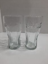 Vintage Clear Embossed Coca-Cola Glasses Set Of 2 picture