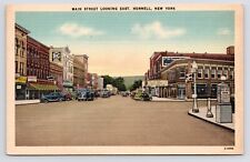 c1930s-40s~Hornell New York NY~Main Street~Downtown~Classic Cars~VTG Postcard picture