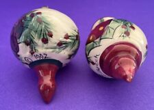 Set of 2 P . Silkotch Hand Painted Ceramic Christmas Ornaments Signed 1992 SALE picture