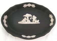 Wedgewood England Small Oval Plate Black with White Cherubs with Dog Looks New? picture
