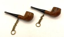 VTG Set Of 2 Miniature Danish Wooden Pipes 2”ea. Smokable, Key Ring Size picture
