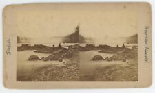 c1900's Rare Real Photo Stereoview Stunning View of Niagra Falls With Two People picture
