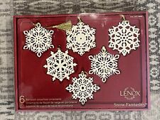 Lenox Snow Fantasies Porcelain Snowflake Ornaments Set of 6 in Box picture