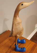 NEW WOOD STANDING DUCK WITH BLUE GALOSHES 14