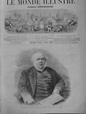 1871 JULES JANIN PORTRAIT 1 ANTIQUE NEWSPAPER picture