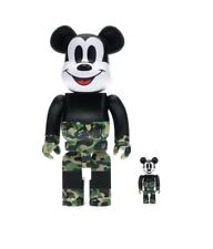 NEW Medicom Be@rbrick Bearbrick 400%&100% A Bathing Ape Mickey Mouse Green Camo picture