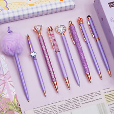 8PCS Ballpoint Purple Metal Pen Set Gifts For Women Her Wife Girl Birthday Gift picture