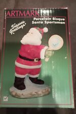 Artmark Porcelain Bisque Santa Playing Tennis New open box picture