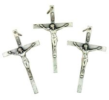 Silver Tone Petite Catholic Cross Crucifix Pendant, Lot of 3, 2 Inch picture