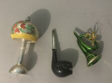 Vintage MUSHROOM LAMP Mercury Glass Christmas Ornaments Pipe Trumpet picture