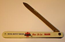 Vintage Dubuque Pack Royal Buffet Bacon & Fleur De Lis Ham Folding Knife - Iowa picture