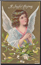 Christmas-Angel-Mistletoe-Antique Postcard picture