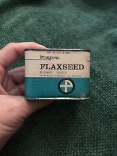 Flaxseed, Vintage, Metal Container, Almost Full, For Medicinal Purposes, 2.5”x2” picture