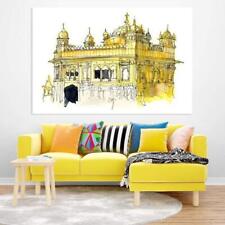 Indian Traditional Unframed Golden Temple Canvas Painting For Decor picture