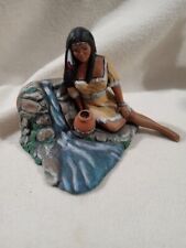 Native American Indian Stream Maiden Hand Painted Ceramics Figurine picture