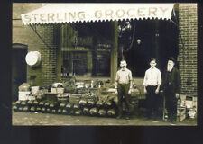 REAL PHOTO TIPTON INDIANA STERLING GROCERY STORE ADVERTISING POSTCARD COPY picture