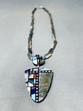 IMPORTANT SANTO DOMINGO TURQUOISE INLAY STERLING SILVER NECKLACE picture
