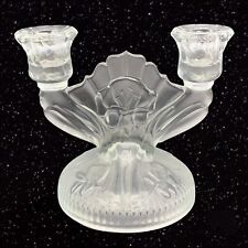 Vintage Jeannette Iris and Herringbone Double Clear Candlestick 5.25”T picture