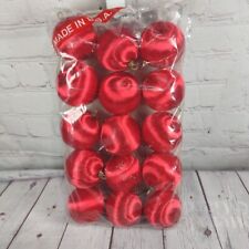 15 Rauch RED 2.25” Silk/Satin Ornaments Vintage Retro Christmas MCM picture