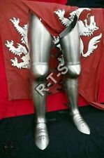 Medieval 18G Steel Functional Full Leg Plate Armor Pair Large Halloween Armor picture