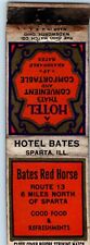 c1940s Sparta, ILL 6 Miles North - Bates Red Horse Hotel Matchbook Cover IL C36 picture