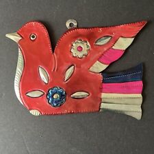 Vintage Mexican Folk Art Punched Pierced Tin DOVE Bird 8