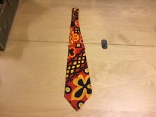Original FUNKY 1960's or 70's Vintage TIE -- BRIGHT BOLD COLOR - red yellow blac picture