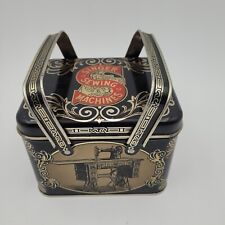Vintage Singer Sewing Machine Square Tin Metal Double Handles Storage Basket Box picture