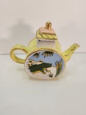 Vintage Vivian Chan Mini Miniature Teapots Lidded Teapot Yellow Green Frog picture