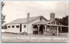 Oxford Wisconsin~Kraft Cottages Community Bldg~Outdoor Fireplace~1952 RPPC PC picture